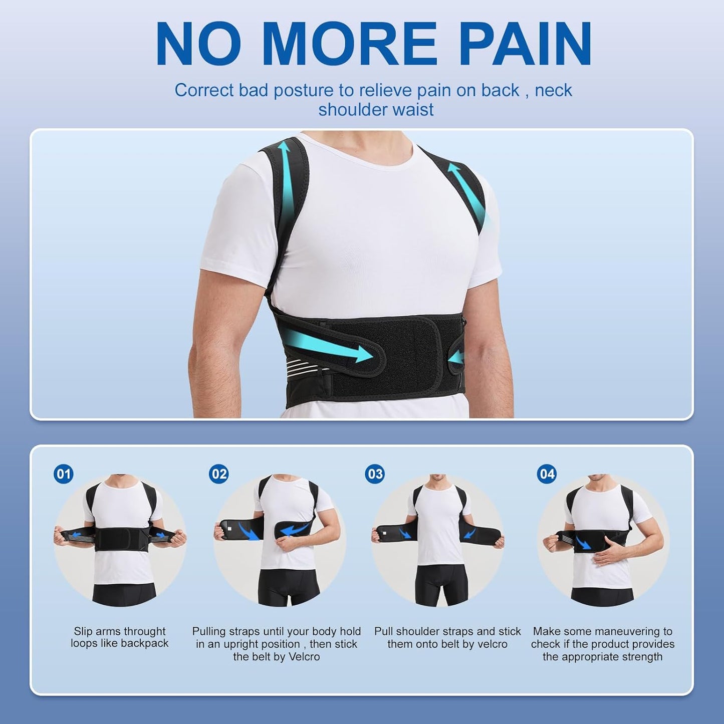 Back Brace Posture Corrector for Women and Men, Upgraded Full Back Brace Support, Adjustable Shoulder Back Support, Upper and Lower Back Pain Relief - Scoliosis, Hunchback, Hump, Thoracic, Spine Corrector