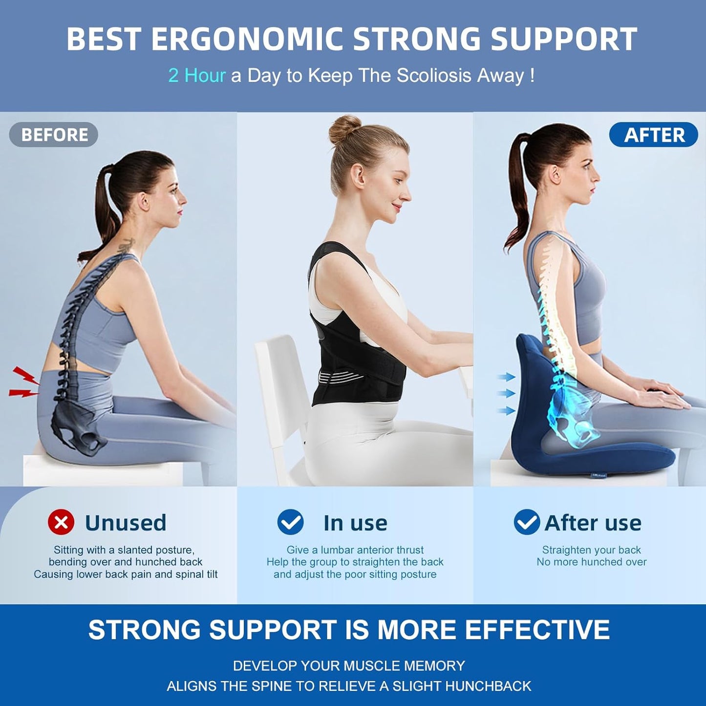 Back Brace Posture Corrector for Women and Men, Upgraded Full Back Brace Support, Adjustable Shoulder Back Support, Upper and Lower Back Pain Relief - Scoliosis, Hunchback, Hump, Thoracic, Spine Corrector