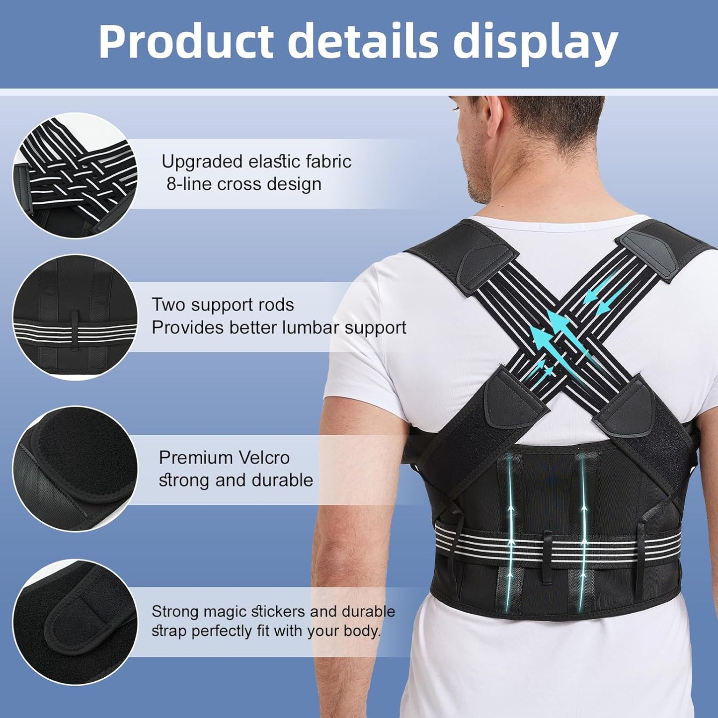 Back Brace Posture Corrector for Women and Men, Upgraded Full Back Brace Support, Adjustable Shoulder Back Support, Upper and Lower Back Pain Relief - Scoliosis, Hunchback, Hump, Thoracic, Spine Corrector