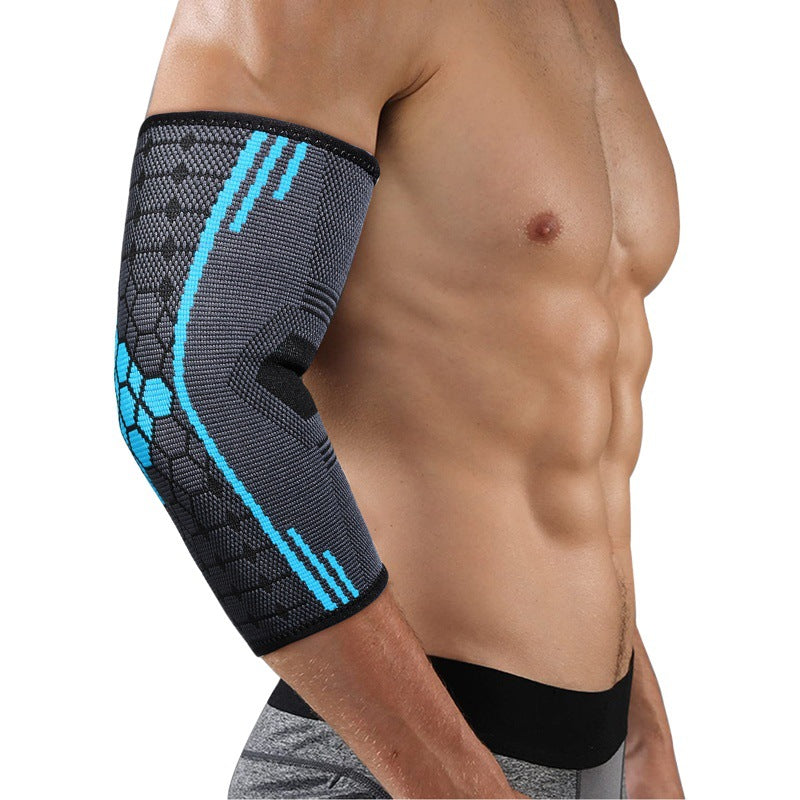 Breathable elbow support sleeve with red accents