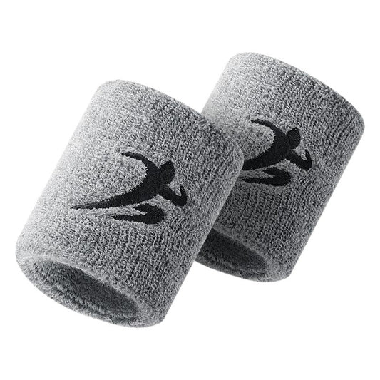 Grey wrist support sleeves shown from a different angle on white background