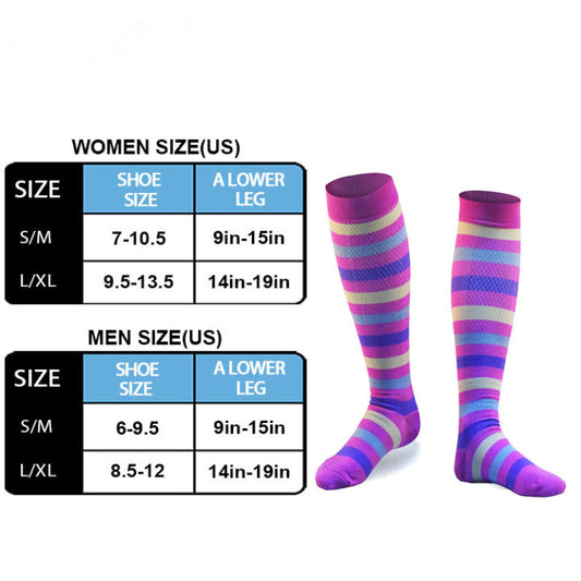 Pink and Purple Stripe Compression Socks