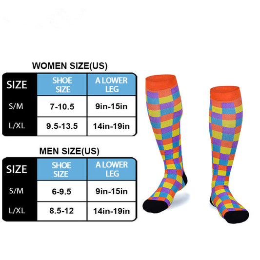Rainbow Checkerboard Compression Socks