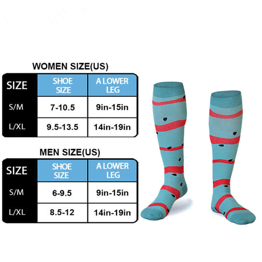 Teal Stripe and Dot Compression Socks