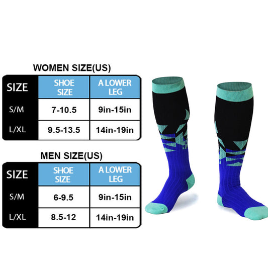 Blue and Mint Sport Compression Socks