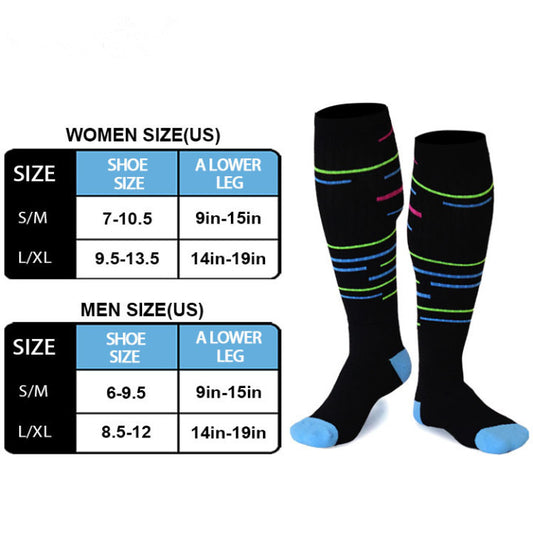 Fine Rainbow Stripe Compression Socks