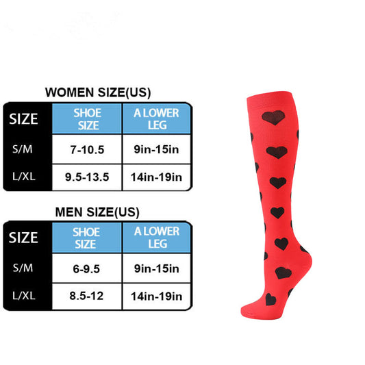Black Heart on Red Compression Socks