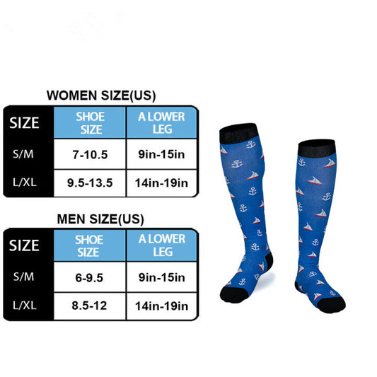 Nautical Print Compression Socks