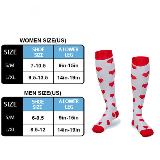 Red Heart on White Compression Socks