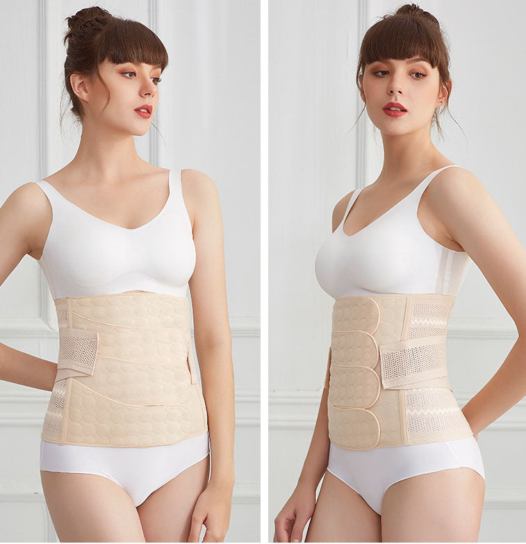 Beige Postpartum Belly Band for C-Section Recovery