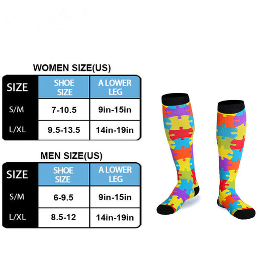 Puzzle Piece Print Compression Socks