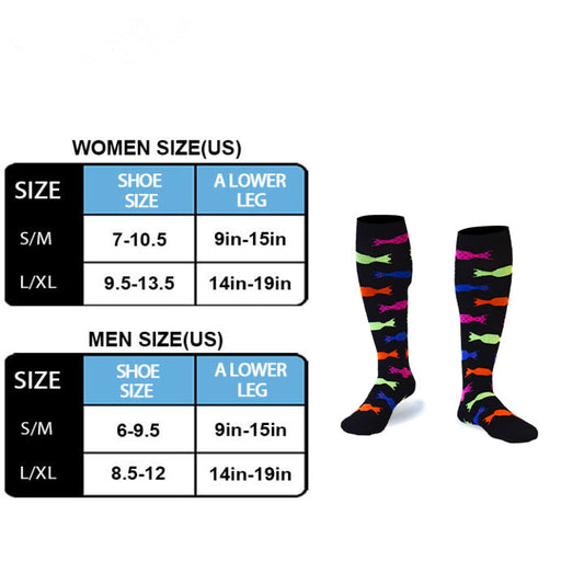 Colorful Fish Print Compression Socks