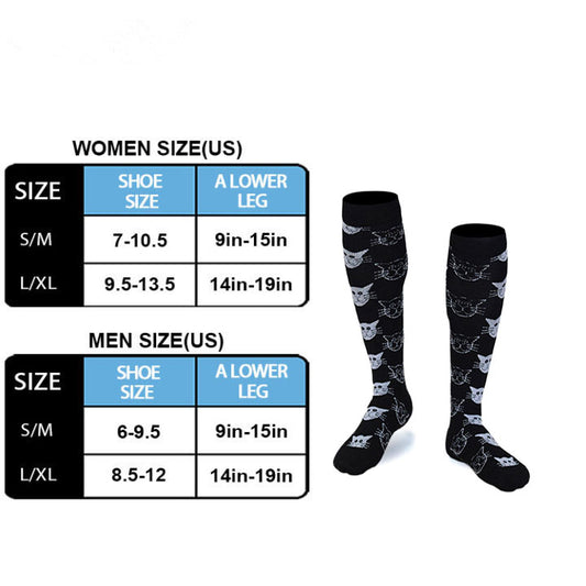 Cat Face Print Compression Socks