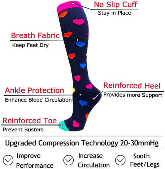 Patterned Compression Socks for Women and Men