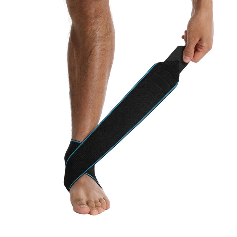 Wraparound silicone anti-slip ankle brace worn on ankle in white background image