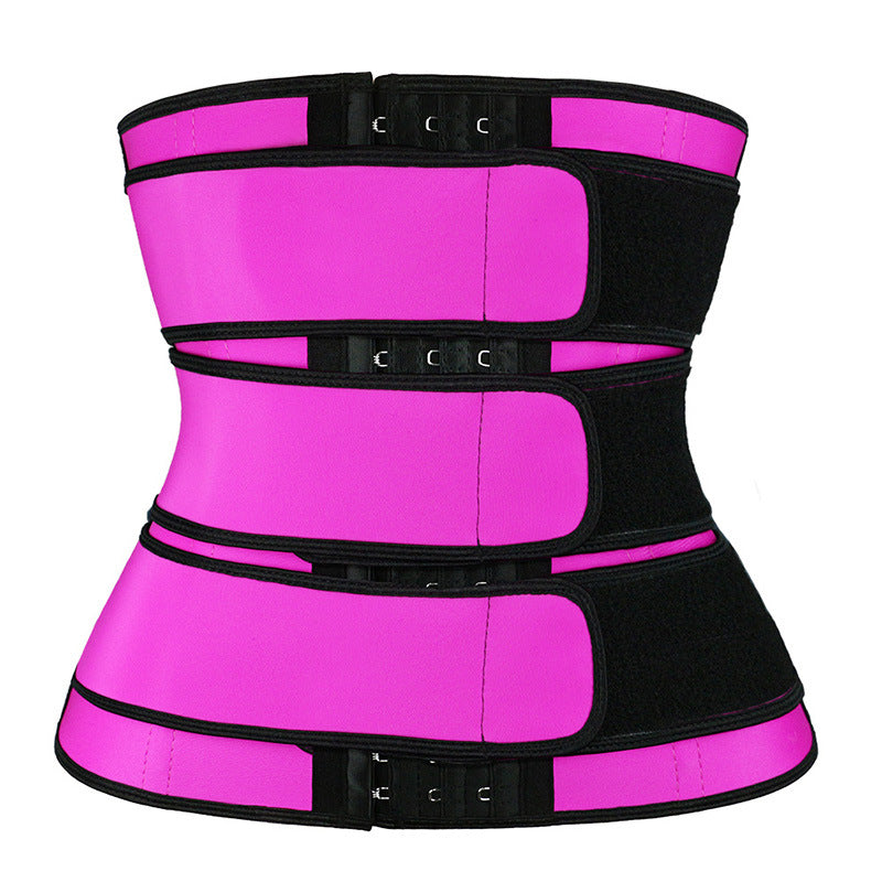 Heather gray abdominal support belt showing wide panel construction and front hook adjustment