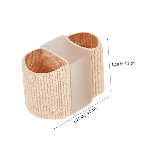 Hand-held toe separator support sleeve showing material texture and flexible construction