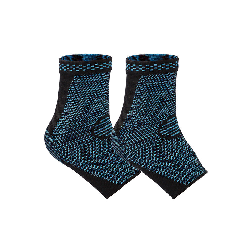 Vertical stripe knit ankle support brace variant on white background