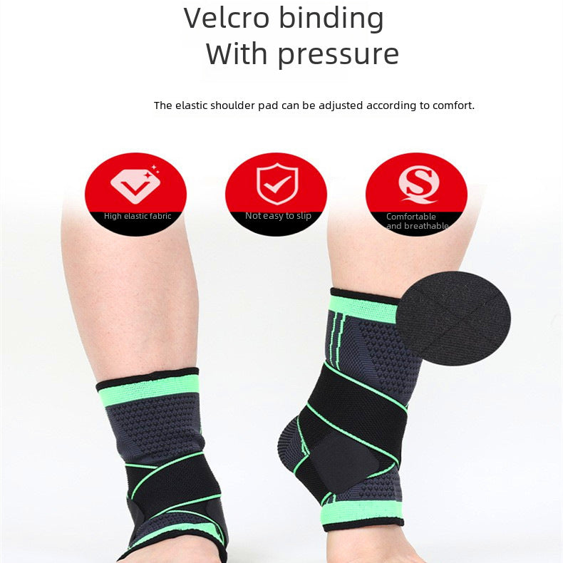 Ankle support brace sleeve with adjustable wrap strap in fluorescent orange trim