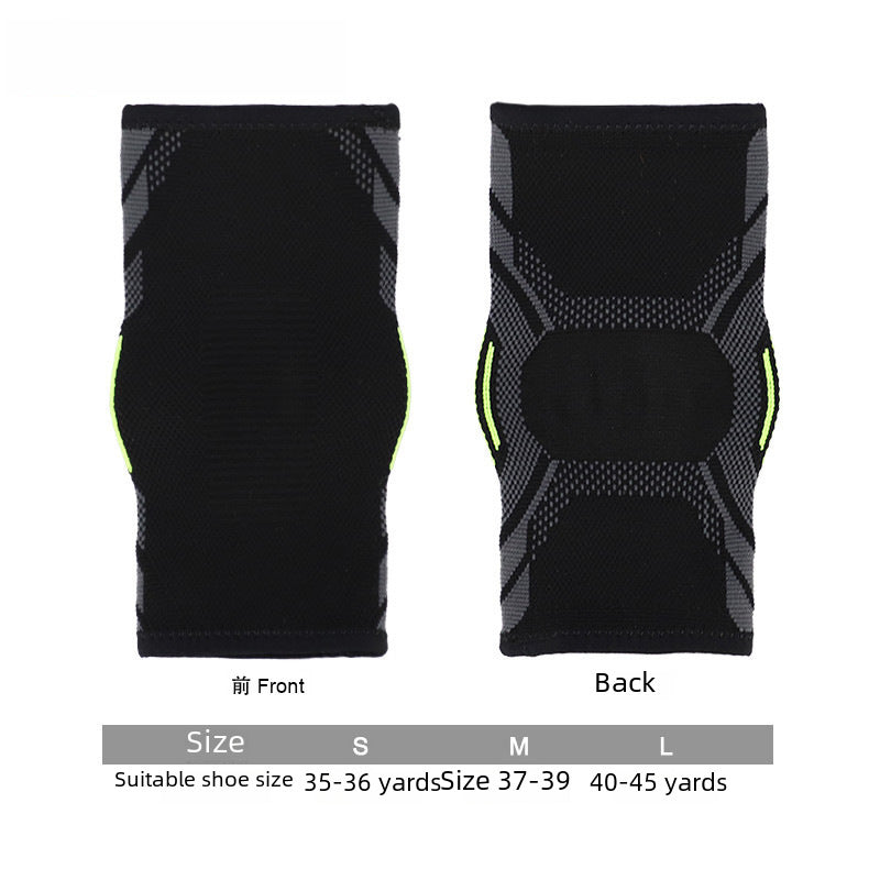 Angled view of elastic ankle support sleeve showing knit shape