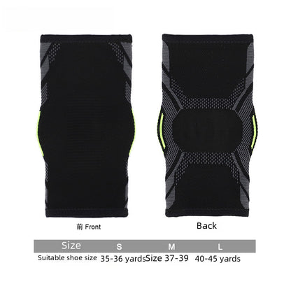 Angled view of elastic ankle support sleeve showing knit shape