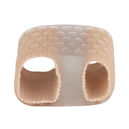 Transparent toe separator support sleeve with soft stretch shape on white background