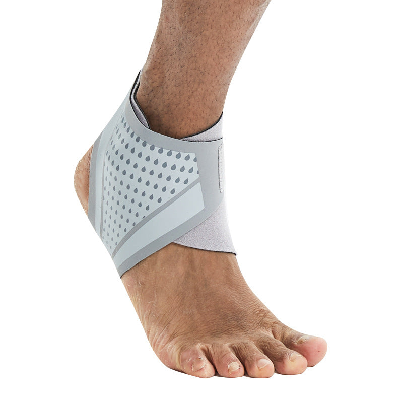 Gray ankle support wrap sleeve for right foot