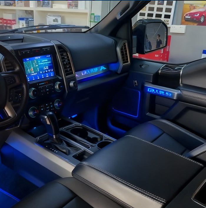 Car Ambient Lights for Ford F150 2015-2020 - 17 LED Lights for Door Panels, Storage Box, Footwell, and Control Panel