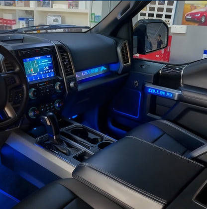 Car Ambient Lights for Ford F150 2015-2020 - 17 LED Lights for Door Panels, Storage Box, Footwell, and Control Panel