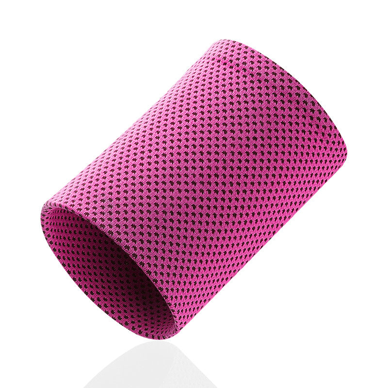 Rose red slip-on wrist support sleeve with stretch fit