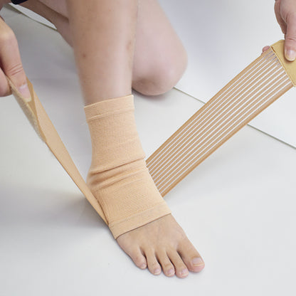 Knitted ankle support brace worn on foot with breathable open-toe design