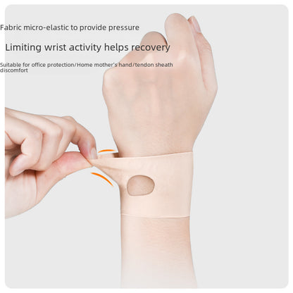 Close-up view of breathable stretch fabric on wrist support brace