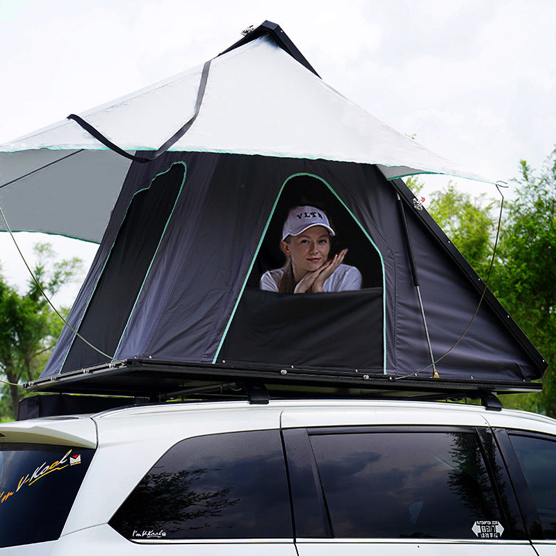 Outdoor Hard Shell Car Rooftop Tent Camping Travel Car Roof Tent Aluminum Shell Triangle Roof Tent