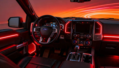 Car Ambient Lights for Ford F150 2015-2020 - 17 LED Lights for Door Panels, Storage Box, Footwell, and Control Panel