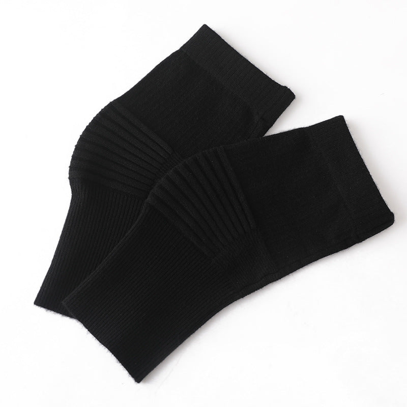 Light blue knee support sleeve promotional image showing thin knit style and coverage