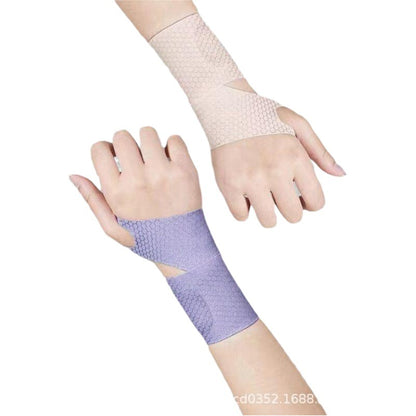 Ultra-thin breathable thumb wrist brace shown on hands in wrap-style support design