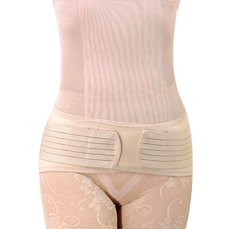 Breathable maternity support belt in skin color shown from the front