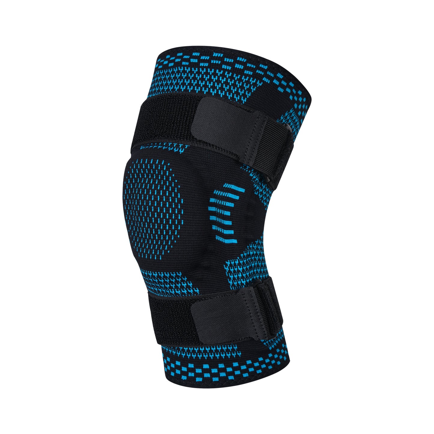 Dark gray knee support brace with silicone pad and side stabilizers