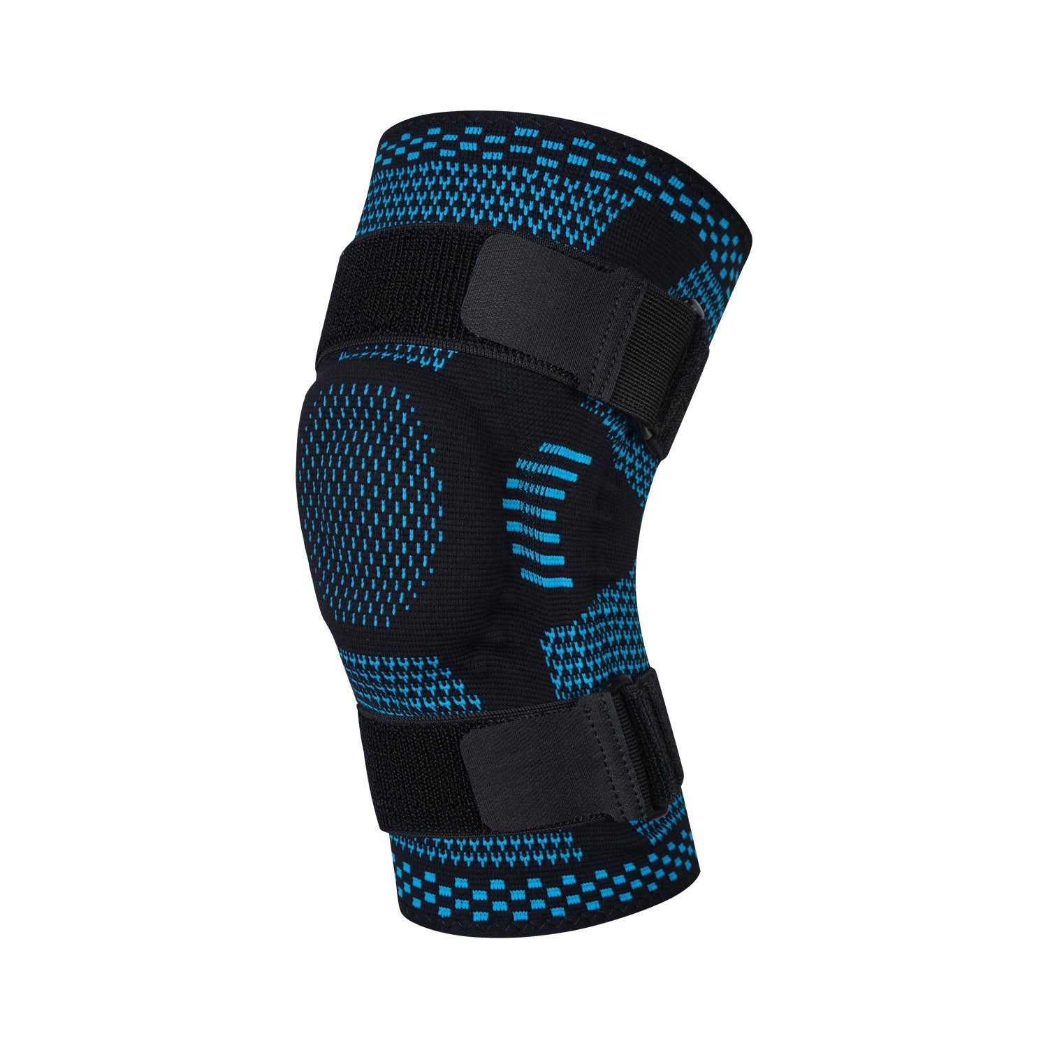 Dark gray knee support brace with silicone pad and side stabilizers