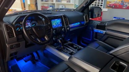 Car Ambient Lights for Ford F150 2015-2020 - 17 LED Lights for Door Panels, Storage Box, Footwell, and Control Panel