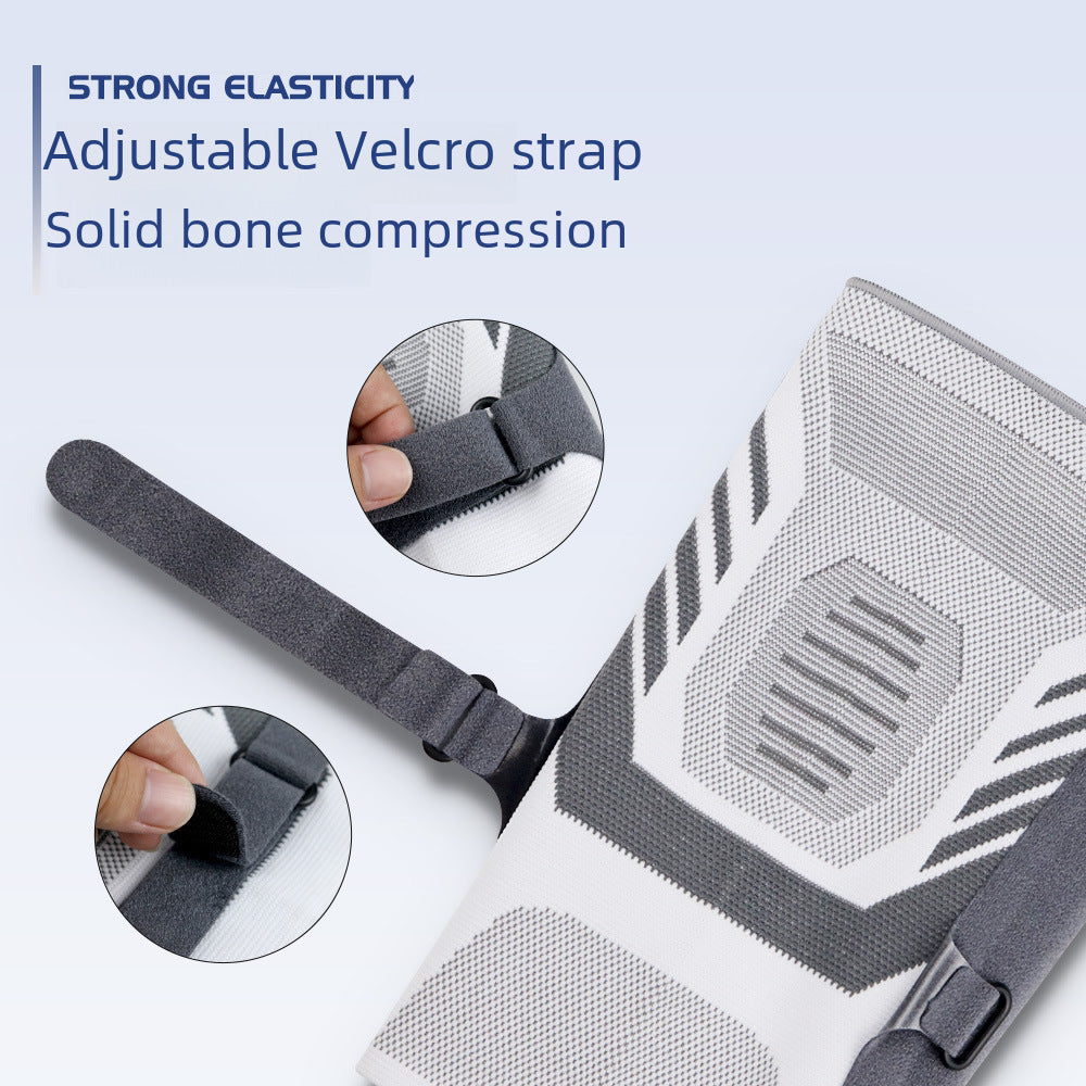 Two color variants of adjustable knee support brace showing sleeve shape and strap design