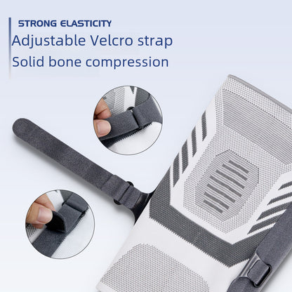Two color variants of adjustable knee support brace showing sleeve shape and strap design