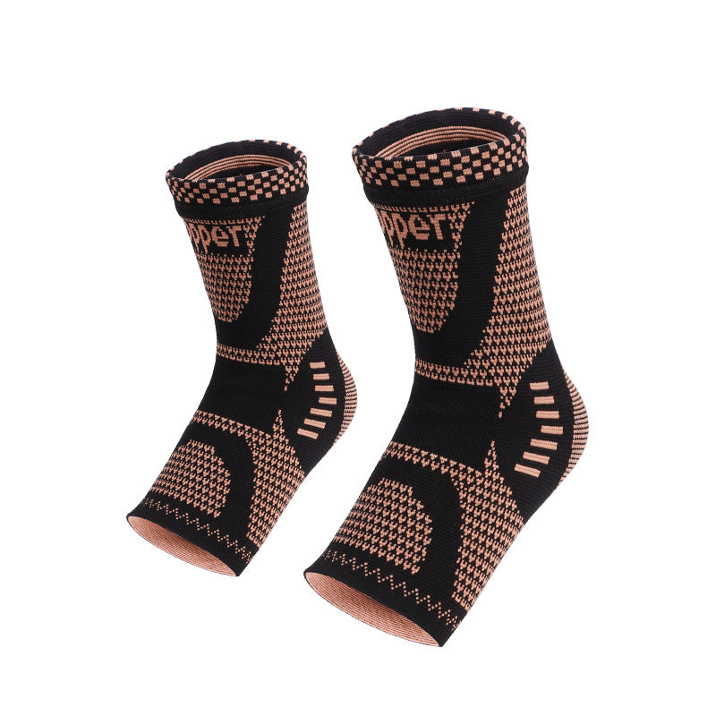 Close view of knit ankle support brace showing stretch fabric texture