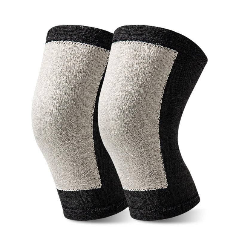 Knitted knee support sleeve with slip-on compression fit on white background
