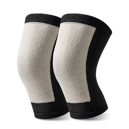 Knitted knee support sleeve with slip-on compression fit on white background