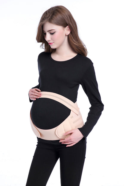 White maternity support belt laid flat showing panel shape and wrap construction