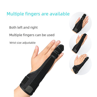 Adjustable thumb support brace with wrist strap worn on hand