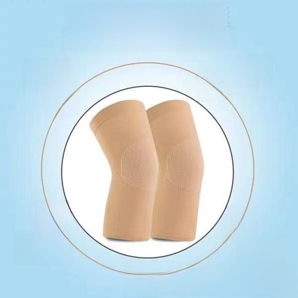 Skin tone knee support sleeve color option shown worn on legs