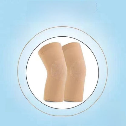 Skin tone knee support sleeve color option shown worn on legs