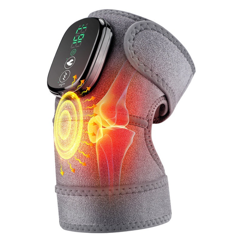 Heated support brace worn on the leg to show fit and use